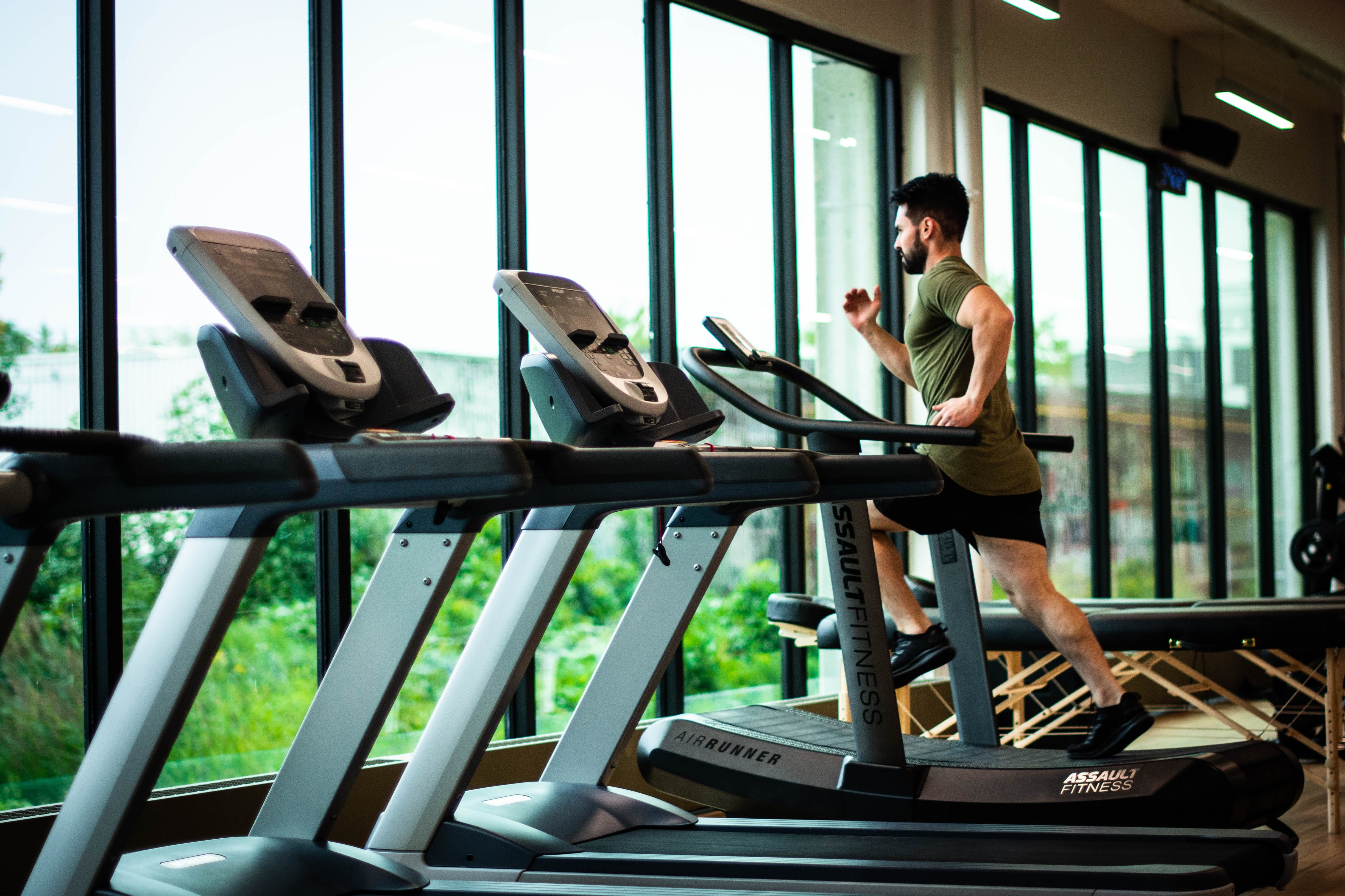 A man running on a treadmill