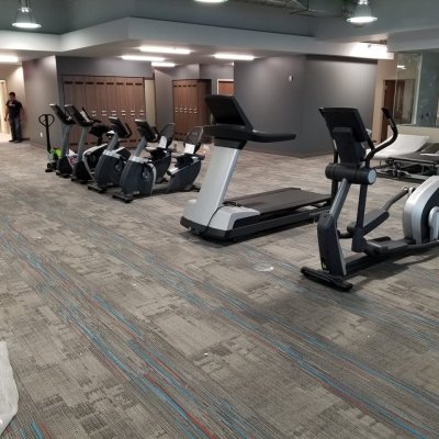 different exercise machines lined up