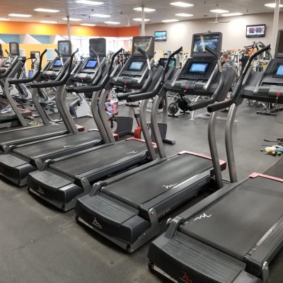 a side view of treadmills