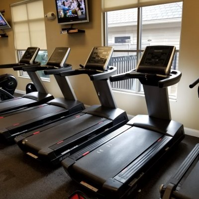 side view of treadmills