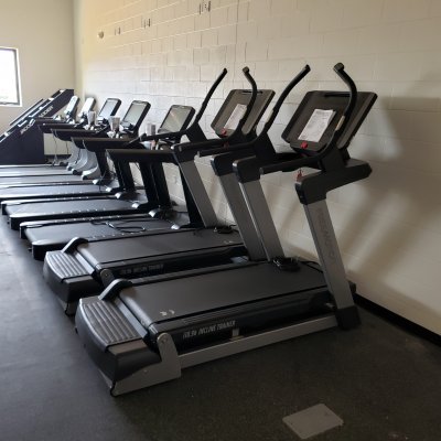 A line of treadmills