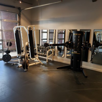view of exercise equipment and machines